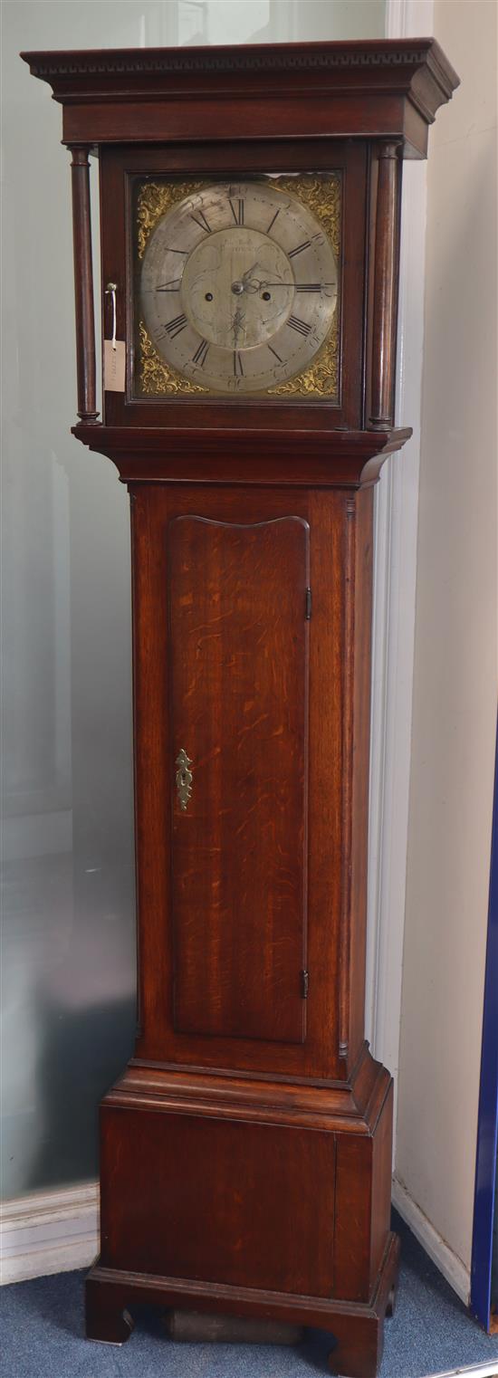 An 18th century oak eight day longcase clock by Ben Booth, Ponefract H.193cm